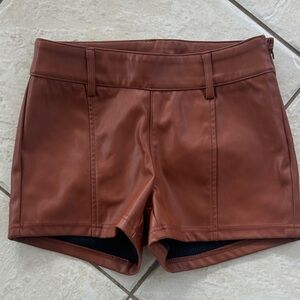 Wild Fable High Waist Caramel faux leather shorts. Side zipper.